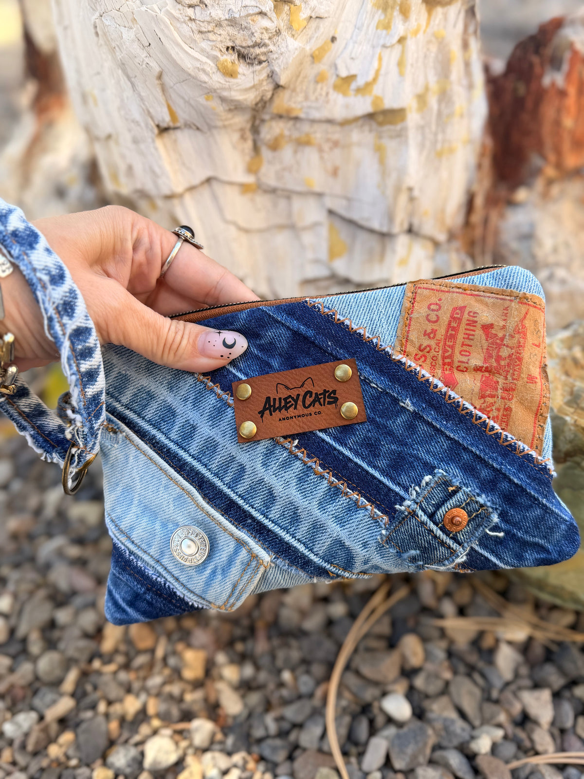 Full Size Denim Wallet w/ Wristlet Strap