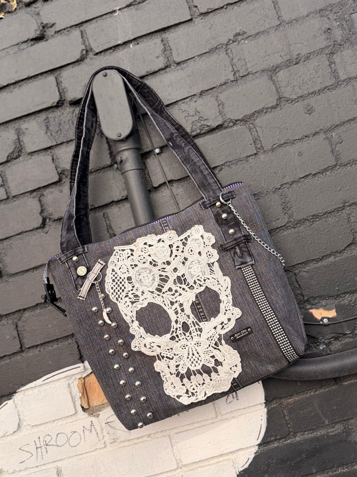 Denim Skull Tote