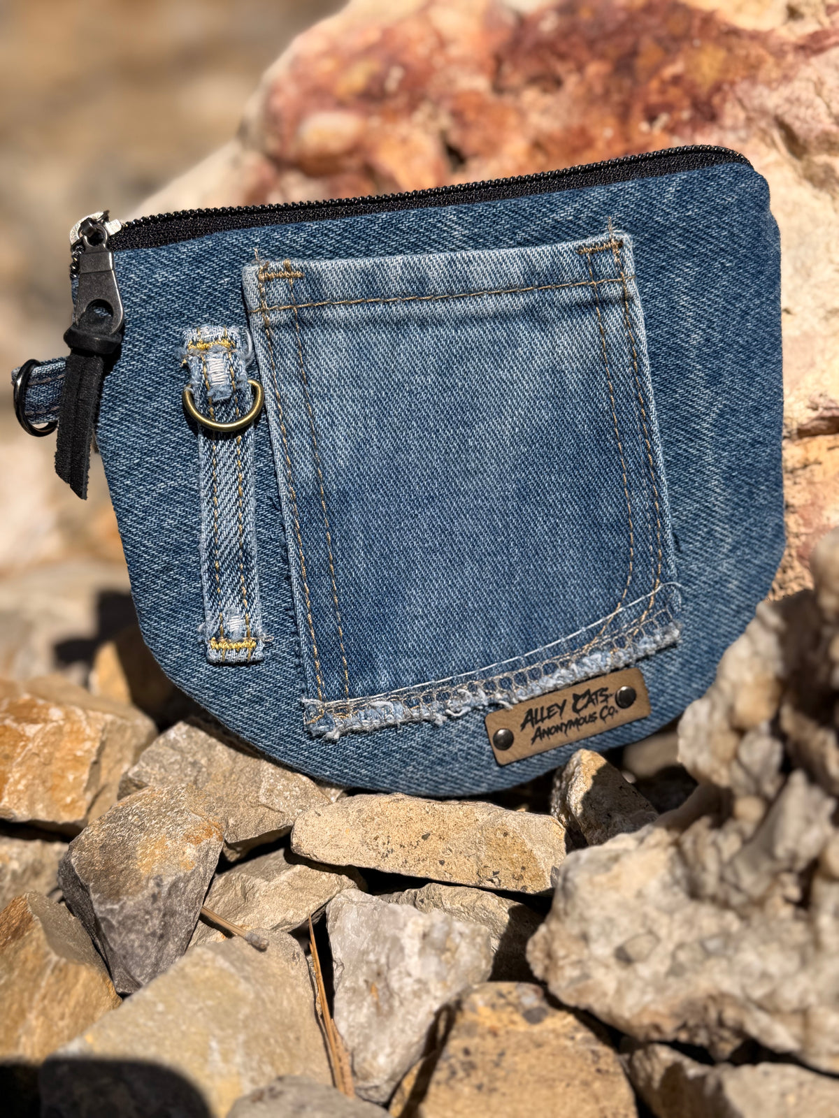 Half Moon Denim Coin Pouches