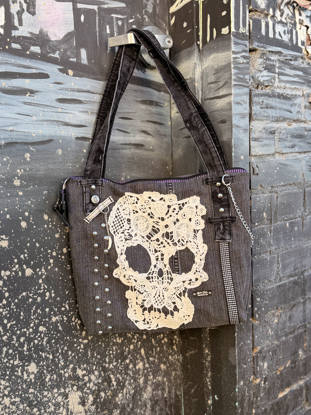 Denim Skull Tote