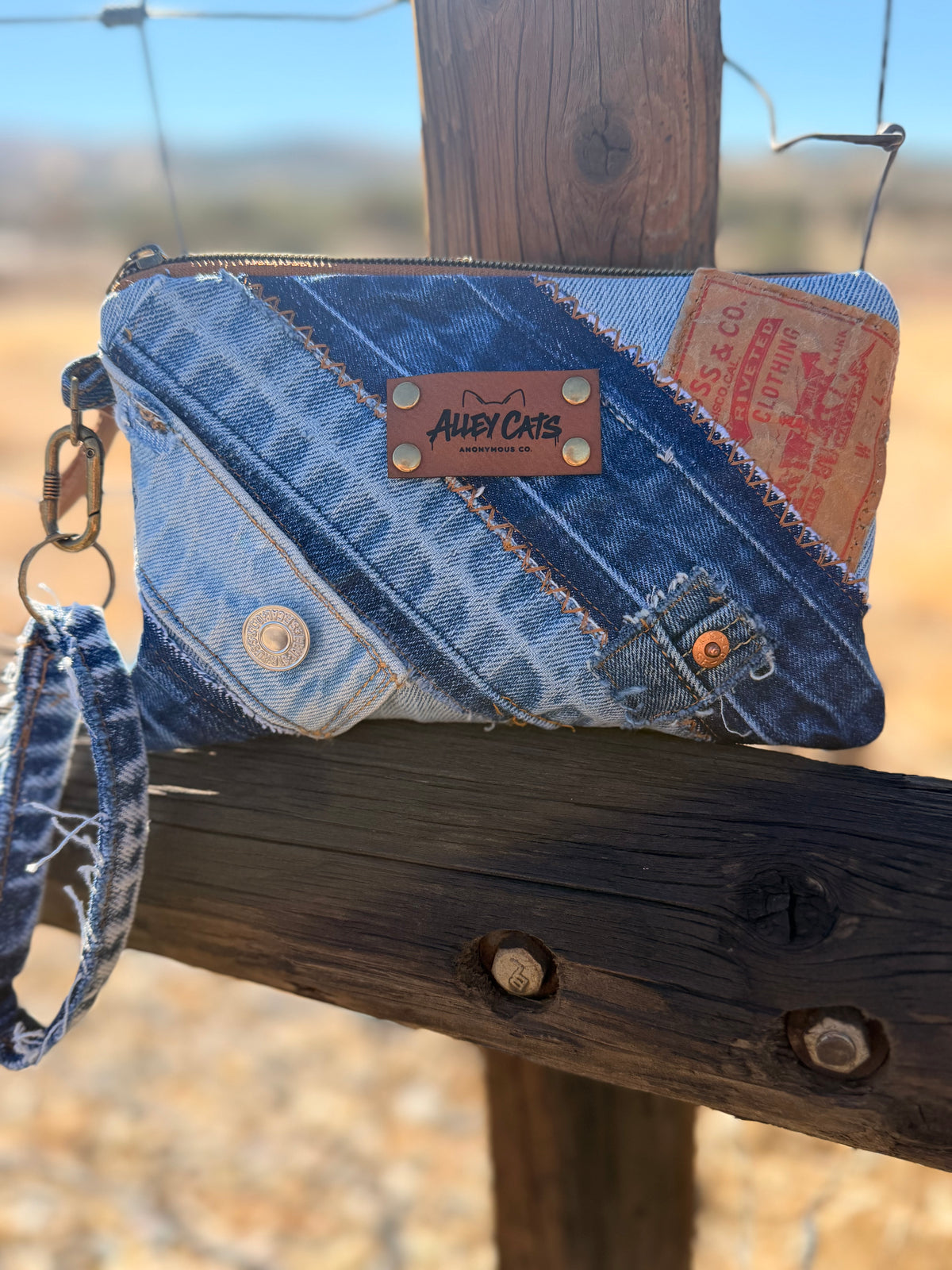 Full Size Denim Wallet w/ Wristlet Strap
