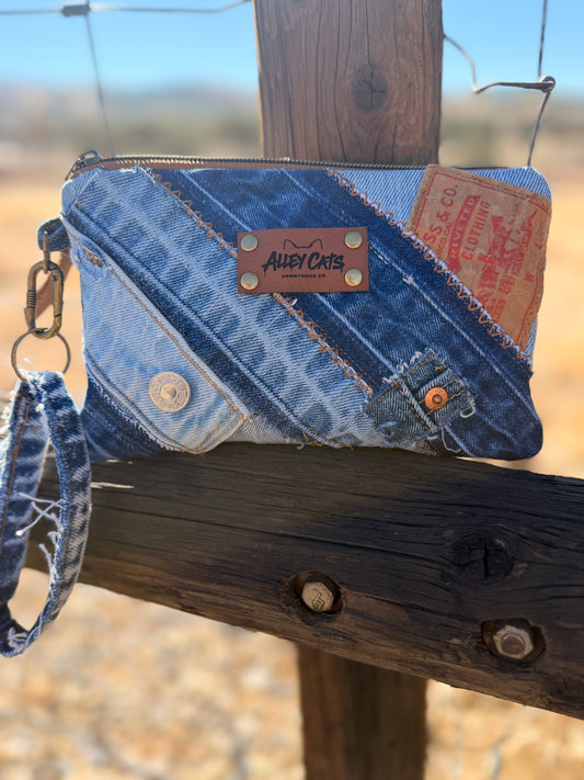 Full Size Denim Wallet w/ Wristlet Strap