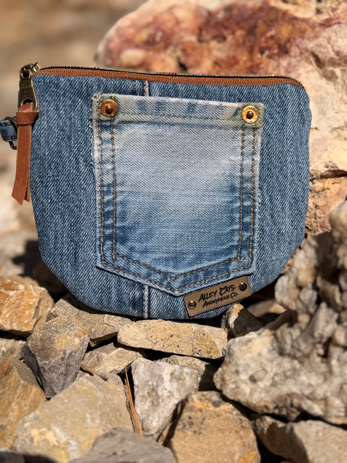 Half Moon Denim Coin Pouches