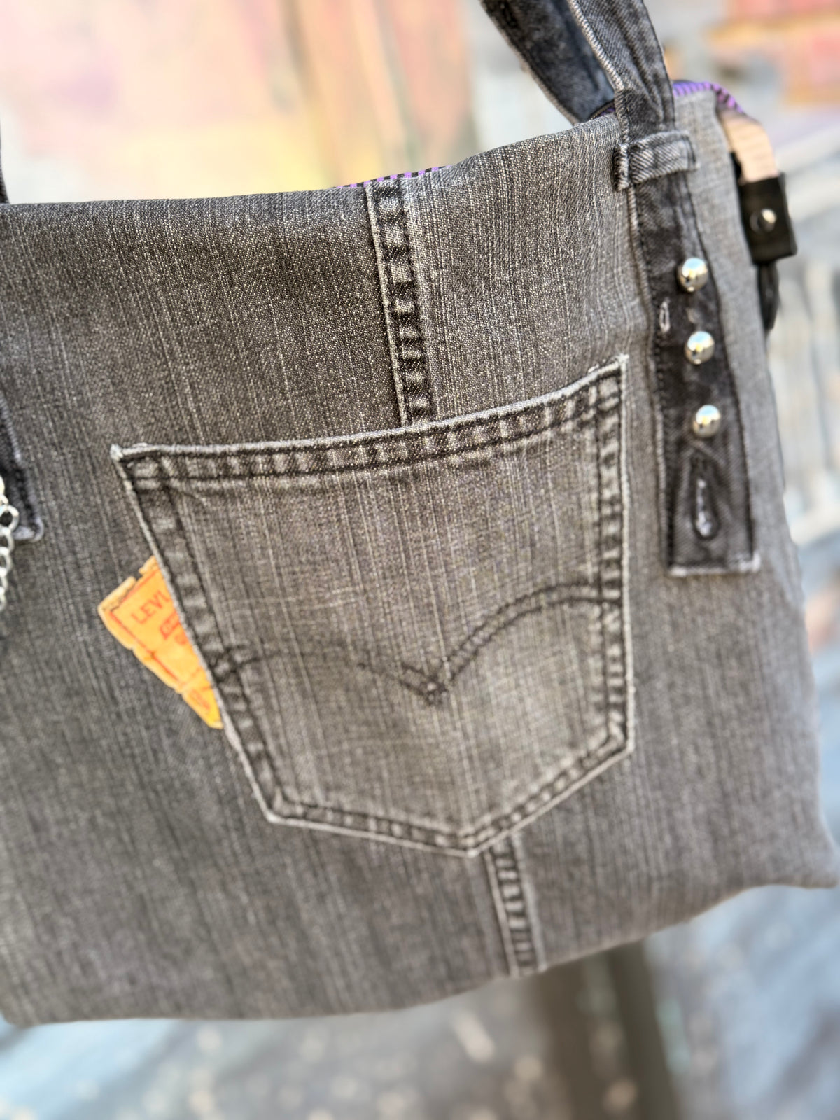 Denim Skull Tote