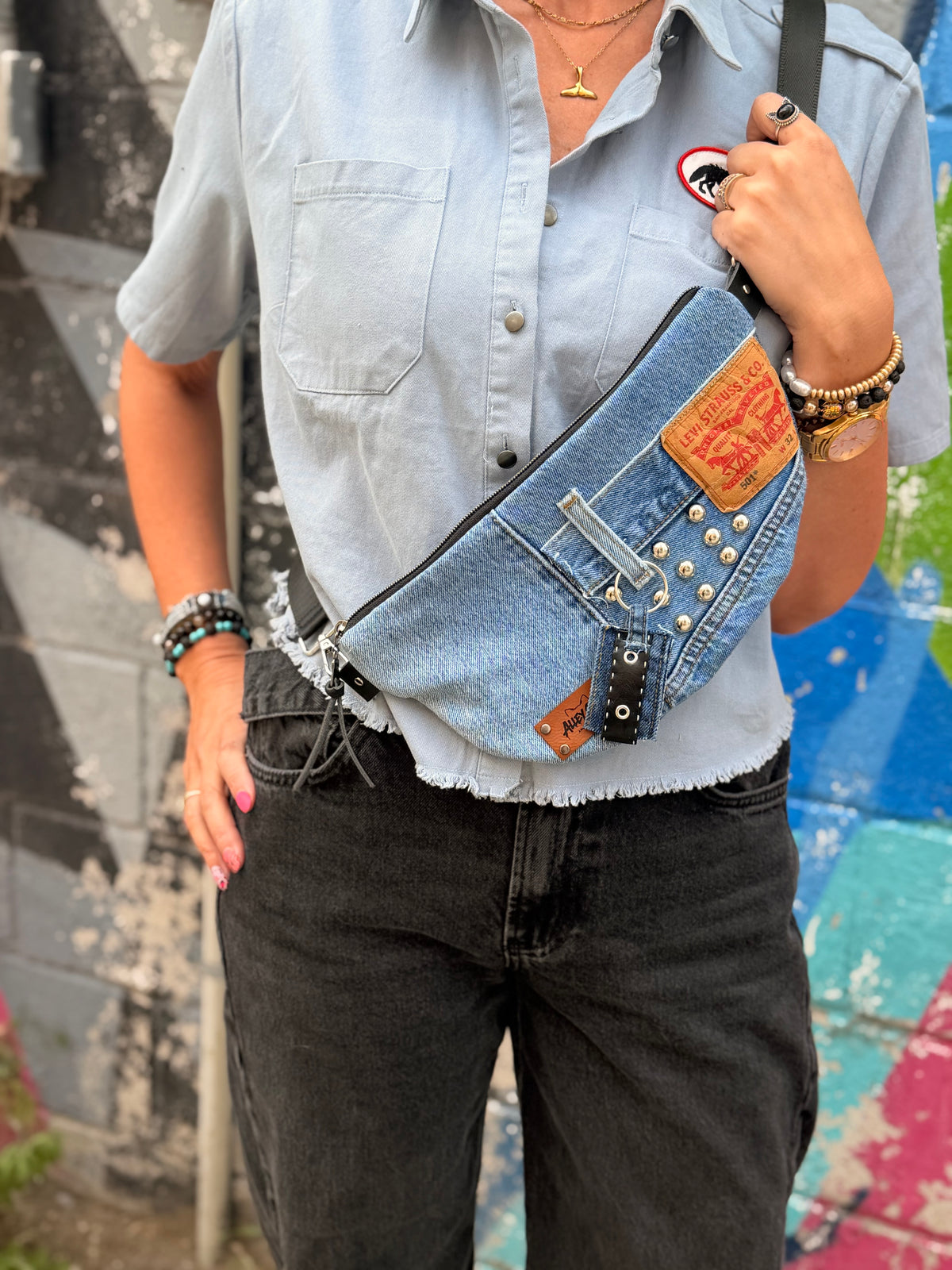 Half Moon Studded Bag