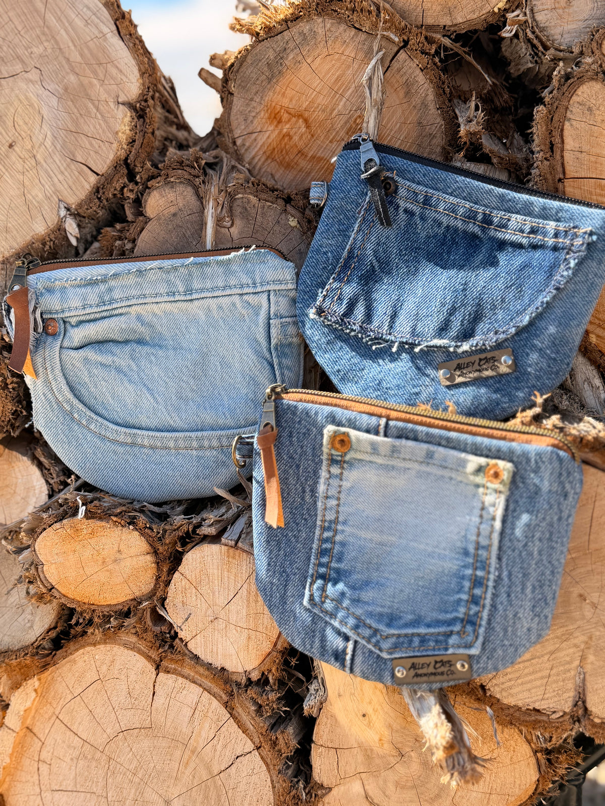 Half Moon Denim Coin Pouches