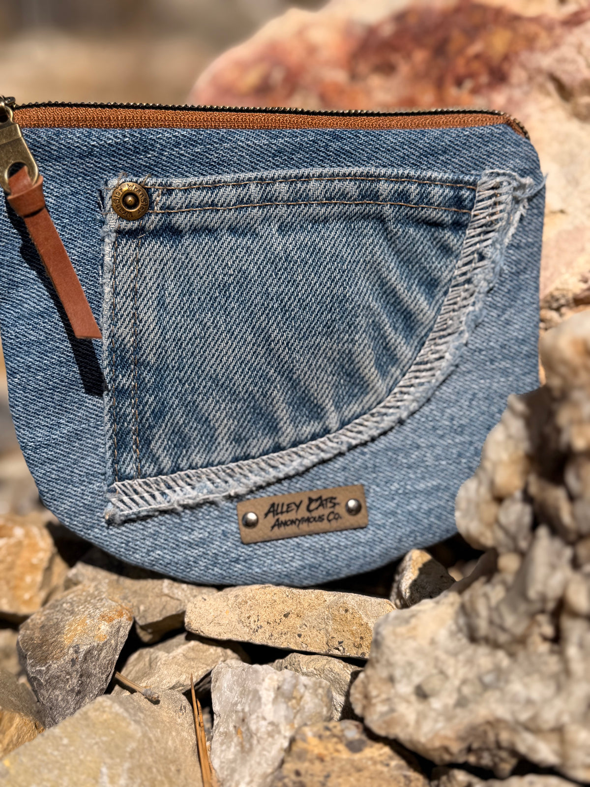 Half Moon Denim Coin Pouches