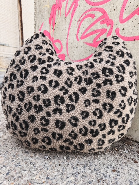 Leopard Teddy Fabric Decorative Cat Pillow