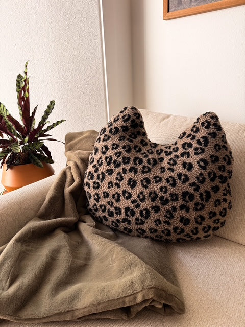 Leopard Teddy Fabric Decorative Cat Pillow