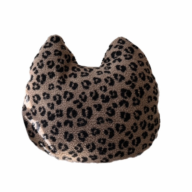 Leopard Teddy Fabric Decorative Cat Pillow