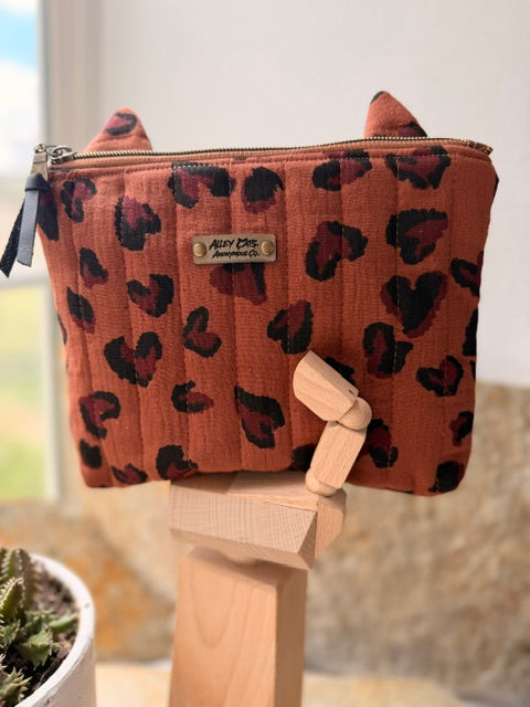 Quilted Heart Animal Print Zipper Bag